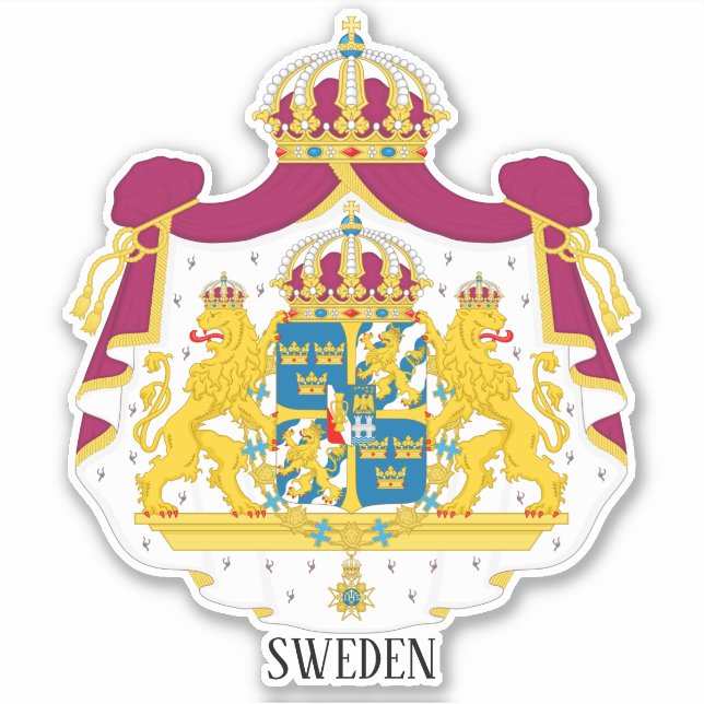Sweden National Coat Of Arms Patriotic  Sticker (Front)