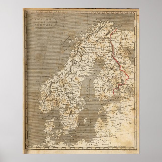 Sweden, Norway Map by Arrowsmith Poster (Front)