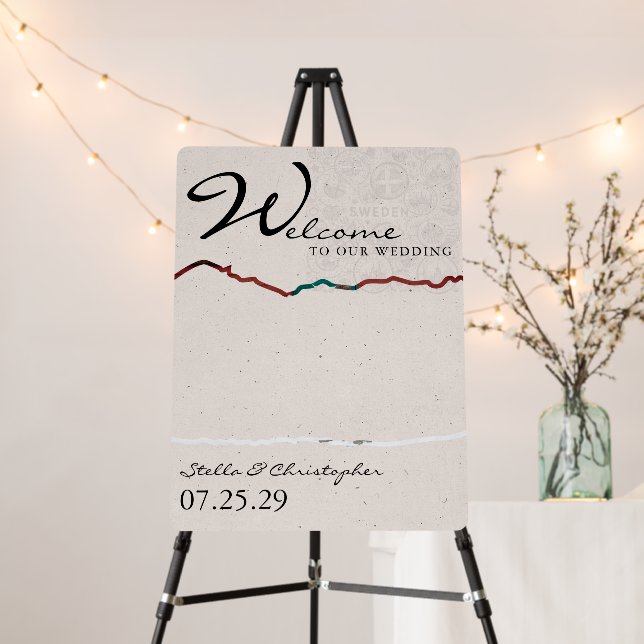 Sweden Passport Wedding Welcome Sign (In Situ (Stand))