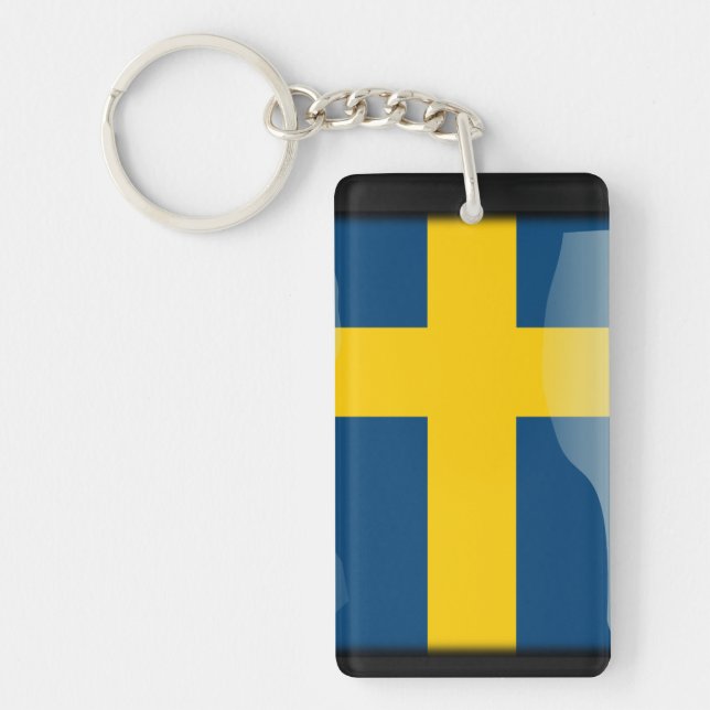 Sweden polished flag keychain (Front)