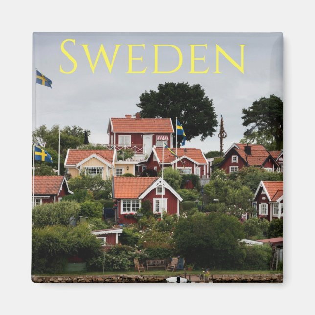 Sweden Red Houses Souvenir Magnet (Front)