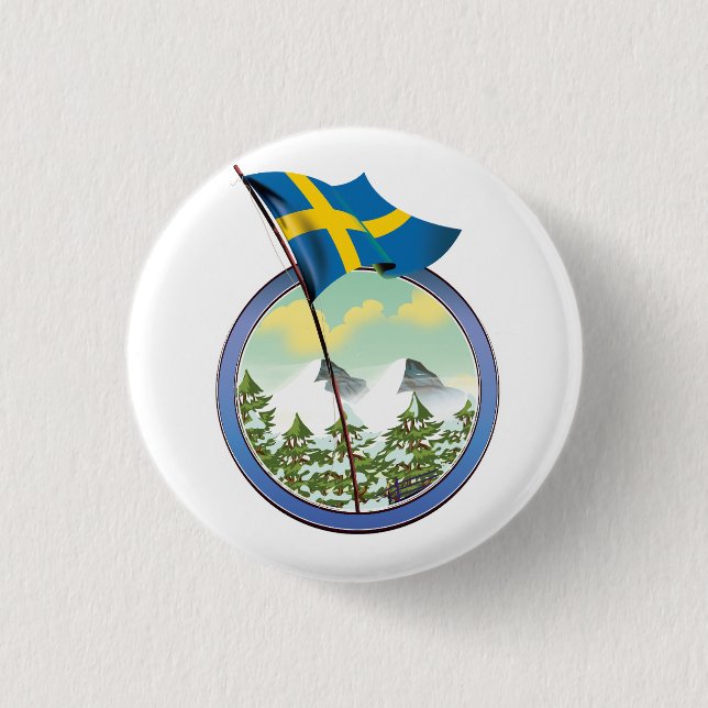 Sweden retro logo button (Front)