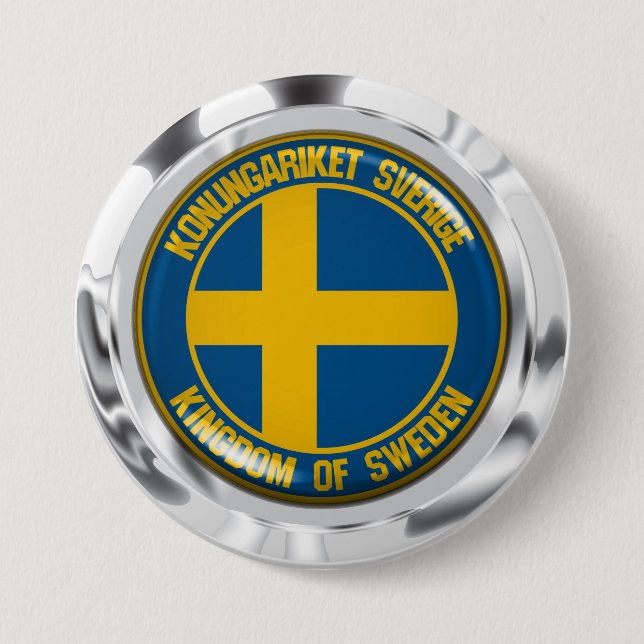 Sweden Round Emblem Button (Front)