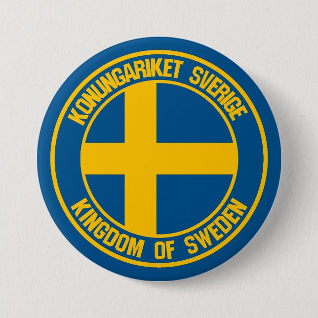 Sweden Round Emblem Button (Front)