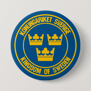 Sweden Round Emblem Button