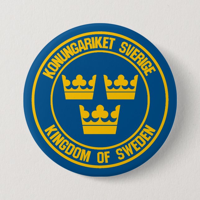 Sweden Round Emblem Button (Front)