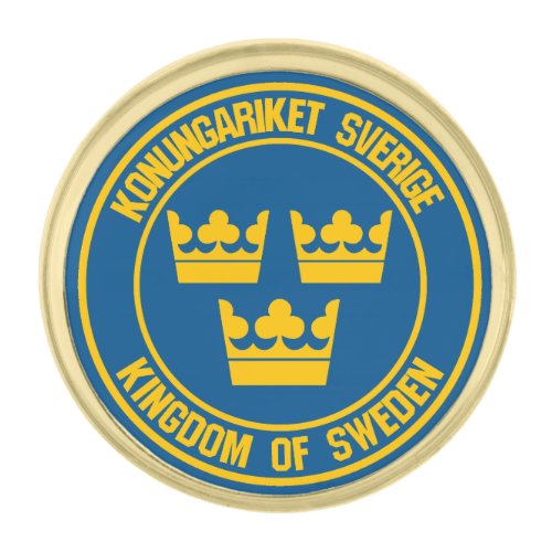 Sweden Round Emblem Gold Finish Lapel Pin