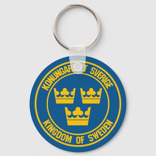Sweden Round Emblem Keychain (Front)