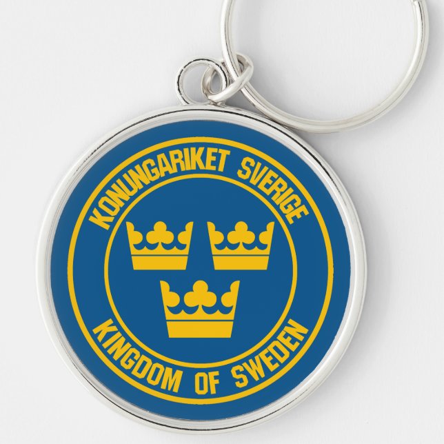 Sweden Round Emblem Keychain (Front)