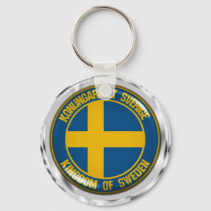 Sweden Round Emblem Keychain