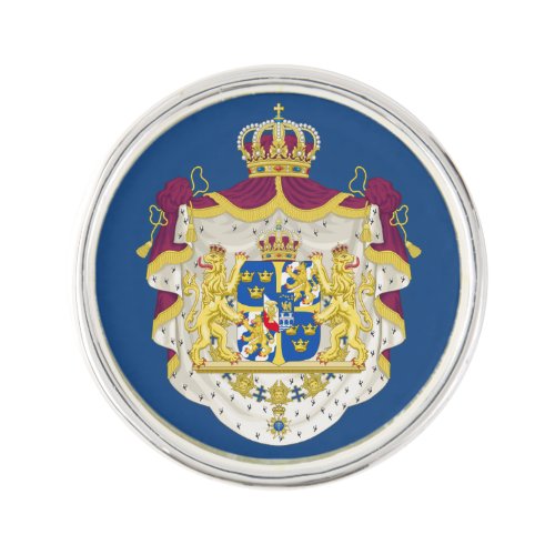 Sweden Round Lapel Pin Silver Plated Pin