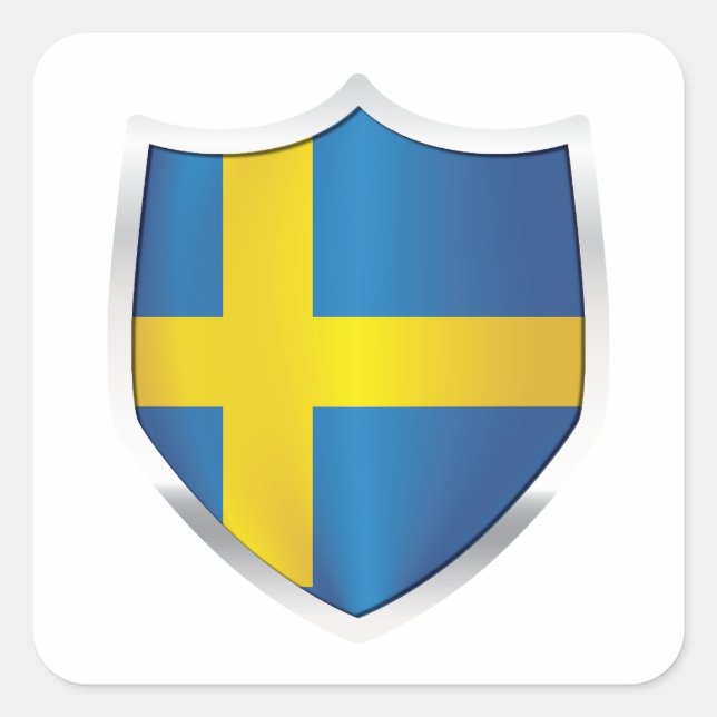 Sweden Silver Shield Flag  Square Sticker (Front)