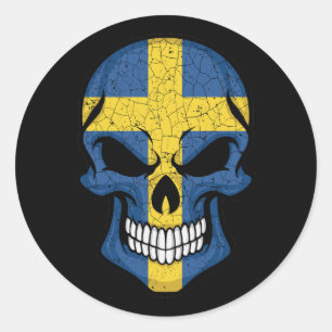 Sweden Smiling Skull Flag Classic Round Sticker