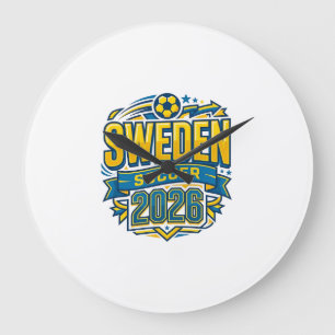 Sweden Soccer 2026 Soccer Bold Country Typography Large Clock