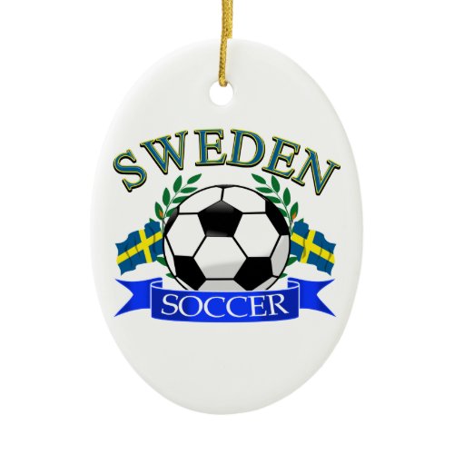 Sweden soccer ball designs ceramic ornament