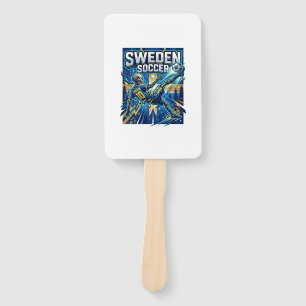 Sweden Soccer Skeleton Striker Nations Poster Styl Hand Fan