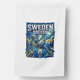 Sweden Soccer Skeleton Striker Nations Poster Styl House Flag