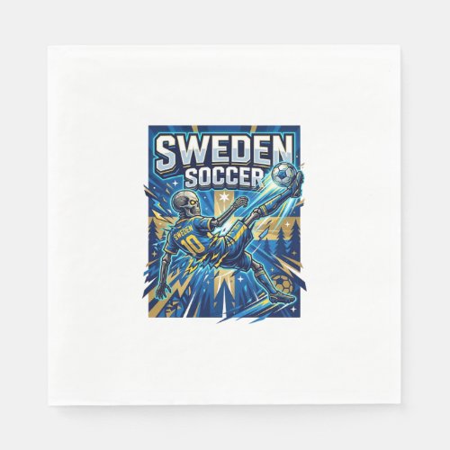 Sweden Soccer Skeleton Striker Nations Poster Styl Napkins