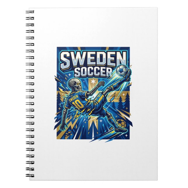 Sweden Soccer Skeleton Striker Nations Poster Styl Notebook (Front)