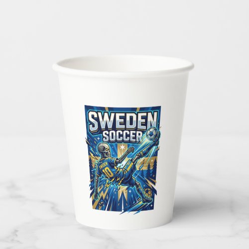 Sweden Soccer Skeleton Striker Nations Poster Styl Paper Cups