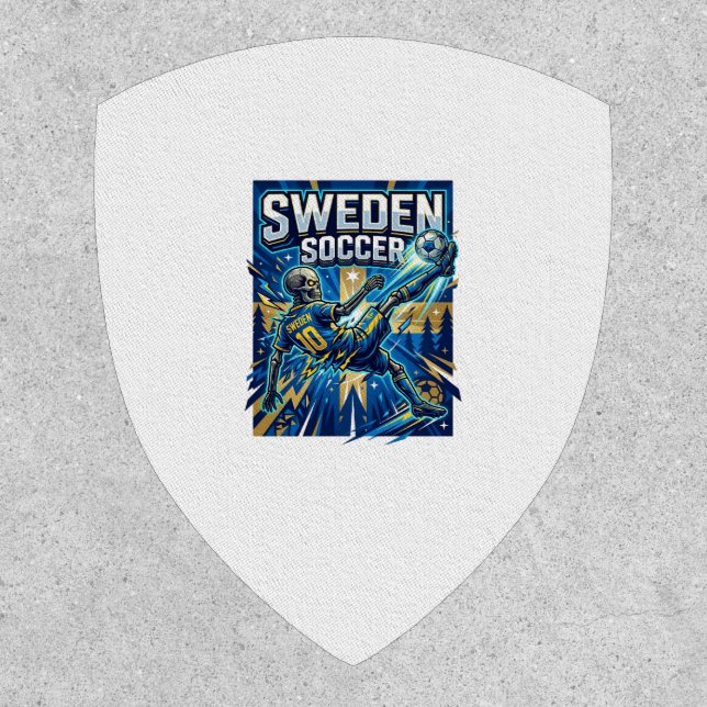 Sweden Soccer Skeleton Striker Nations Poster Styl Patch (Front)