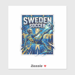 Sweden Soccer Skeleton Striker Nations Poster Styl Sticker