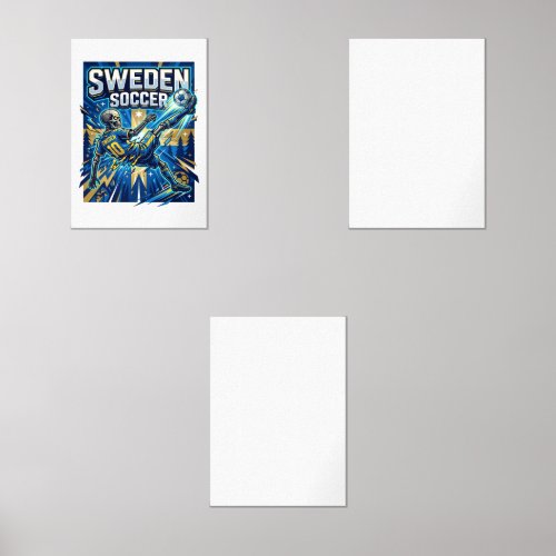 Sweden Soccer Skeleton Striker Nations Poster Styl Wall Art Sets