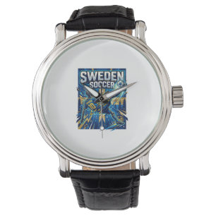 Sweden Soccer Skeleton Striker Nations Poster Styl Watch