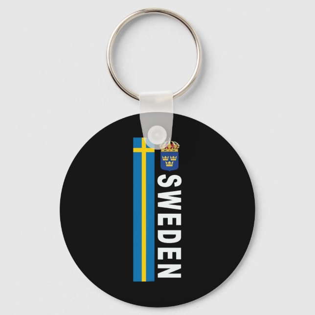 Sweden Soccer-style Swedish Flag Design  Keychain (Front)