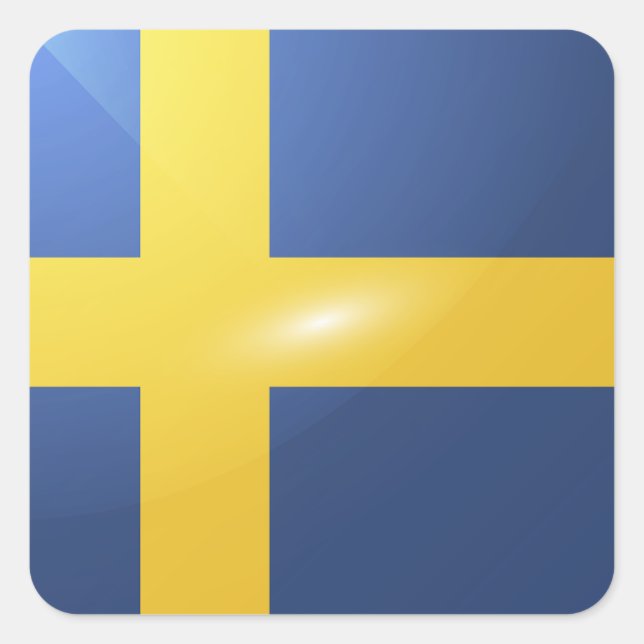 Sweden square glossy flag sticker (Front)