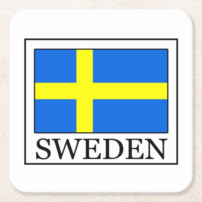Sweden Square Paper Coaster (Front)