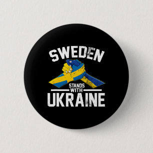 Sweden Stands With Ukraine Ukrainian Swedish Flag Button
