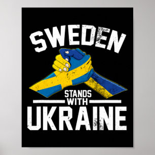 Sweden Stands With Ukraine Ukrainian Swedish Flag Poster