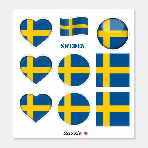 Sweden stickers  Swedish Flag Heart sports