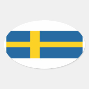 Sweden/Swede/Swedish Flag Oval Sticker