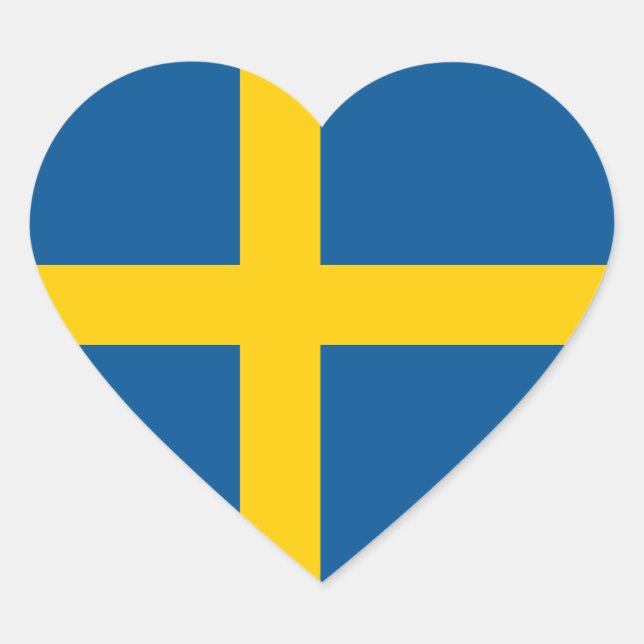 Sweden/Swede/Swedish Heart Flag Sticker (Front)