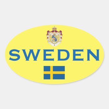 Sweden - Sweden Euro-style Oval Sticker by Azorean at Zazzle