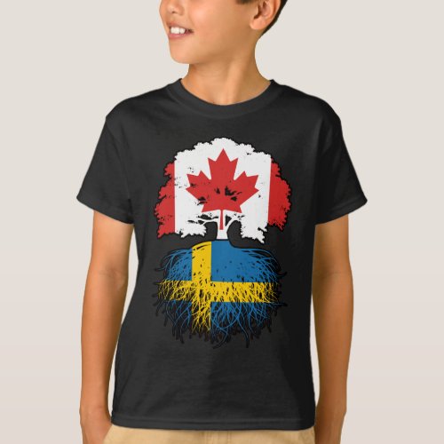 Sweden Swedish Canadian Canada Tree Roots Flag T_Shirt