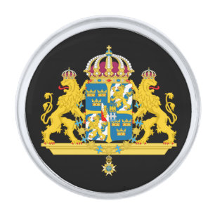 Sweden & Swedish Coat of Arms, Flag / business Silver Finish Lapel Pin