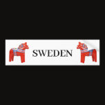 Sweden Swedish Dala Horse On White Bumper Sticker