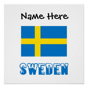 Sweden Swedish Flag Black Personalization Poster