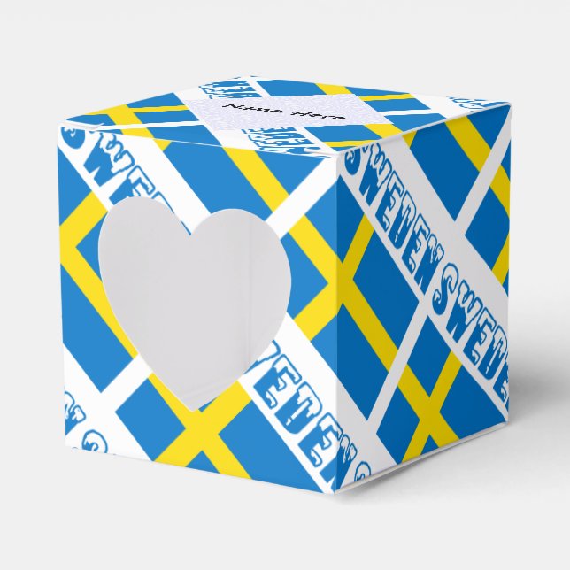 Sweden Swedish Flag Black Tiled Personalization  Favor Boxes (Front Side)