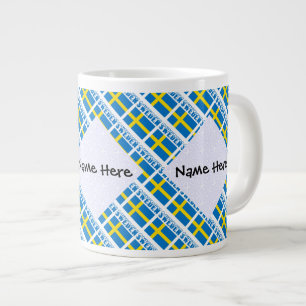 Sweden Swedish Flag Black Tiled Personalization Giant Coffee Mug