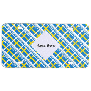 Sweden Swedish Flag Black Tiled Personalization License Plate