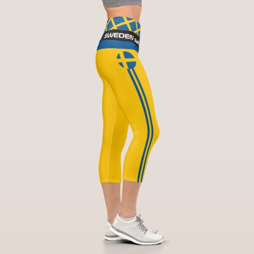 Sweden  Swedish Flag fashion Fitness Sports Capri Leggings