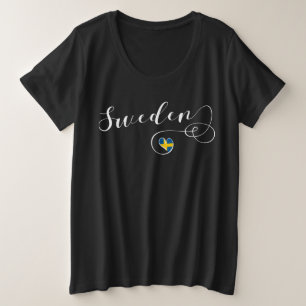 Sweden, Swedish Flag In A Heart Plus Size T-Shirt