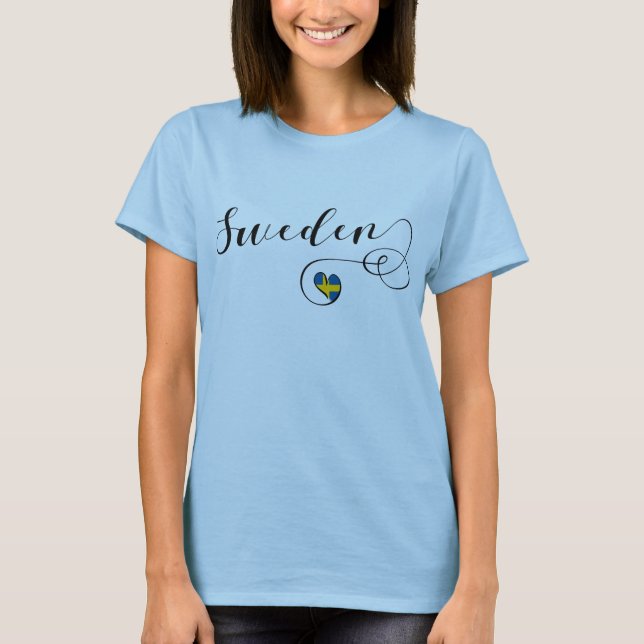 Sweden, Swedish Flag In A Heart T-Shirt (Front)