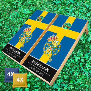 Sweden & Swedish Flag personalized emblem / Family Cornhole Set