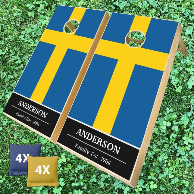 Sweden & Swedish Flag personalized / Family fun Cornhole Set (Creator Uploaded)