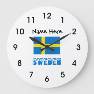 Sweden Swedish Flag Personalized Large Clock